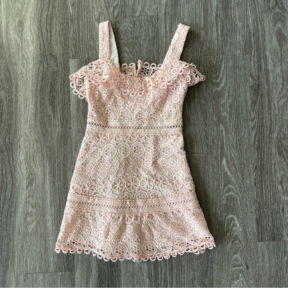 Lovers + Friends Happy Hour Lace Dress Blush Pink Revolve Size XS - Picture 3 of 10